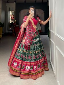 Tussar Silk Patola Print With Foil Work Lehenga Choli