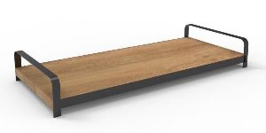 Wooden Serving Tray with Metal Handle