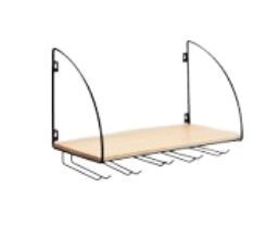 Black Wire and Wooden Hanging Bar Shelf