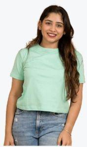 Ladies Round Neck Plain Crop Top