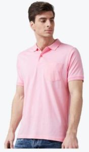 Mens Collar Neck Plain Pocket Polo T-shirt