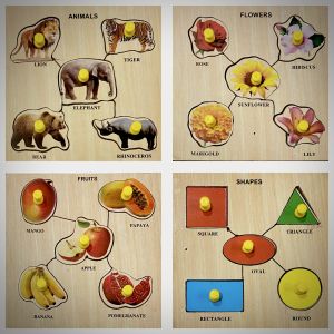 Wooden educational toy puzzle tray toy set of four