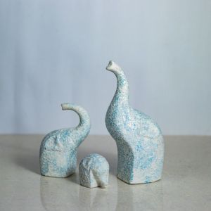 Ceramic Elephant Family Showpiece
