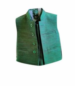 Kids Green Khadi Ethnic Wear Modi Jacket