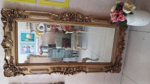 Handcarved floor mirror in teakwood