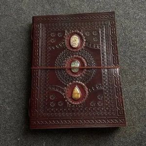 Natural Gemstone Leather Diary Journal