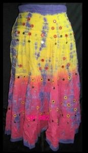 Colored Chikan Work Skirt