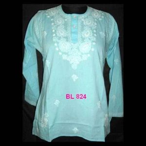 Cotton Kurti with Lucknow Embroidery Work