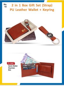 Promotional 2 in 1 Gift Combo Leather Wallet and Keychain