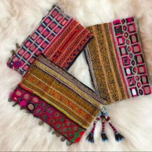 BANJARA KUTCHI EMBROIDERY ETHNIC PATCHWORK MIRROR WORK CLUTCH