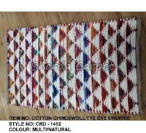Cotton Chindi Wool Tye Dye Dhurrie