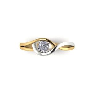0.30 Carats White Solitaire Two Tone Twist Engagement Ring