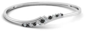 0.57 Carat Twist Diamond Bangle Bracelet In 14k White Gold