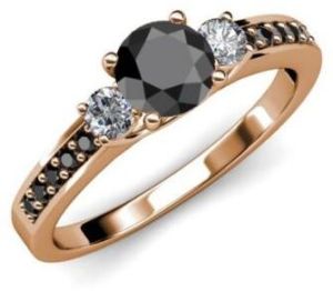 1.40 Carat Three Stone Rose Gold Engagement Ring In 14k Rose Gold