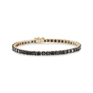 13.05 Carat Black Diamonds Tennis Bracelet Craft In 14k Yellow Gold