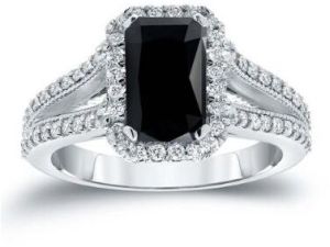 Adorable 2 Carat Black Emerald Cut Diamond Ring