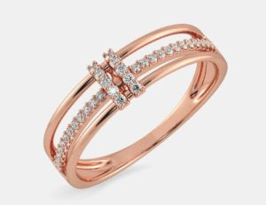 White Diamond Ring in 14k Rose Gold for Women's