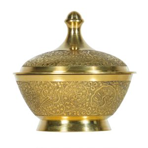 Decorative Brass Pithi Bowl with Lid