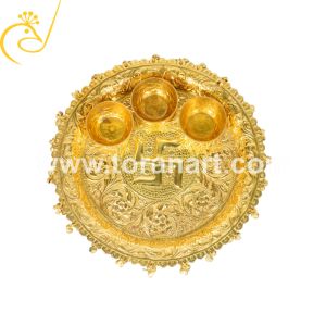 Golden 3 Layered Brass Pooja Thali