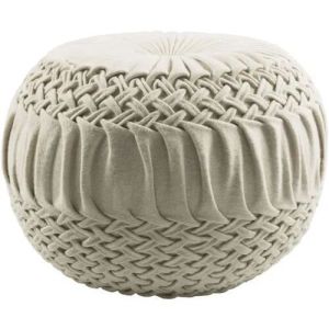 Cream Circular Wool Pouf