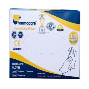 Pharmacare Latex Rubber Examination Gloves Pre Powdered