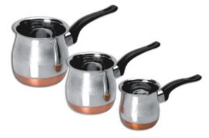 Copper Bottom Coffee Warmer With Bakelite Handle - 3 Pcs