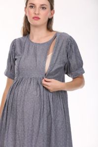 Grey Maternity Feeding Dress