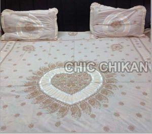 Chikan Embroidered Bedsheet Set