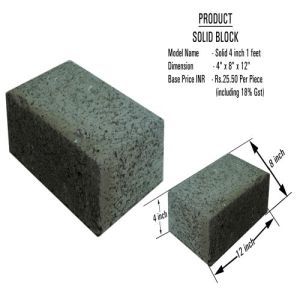 4 X 8 X 12 Inch Concrete Solid Block