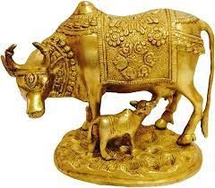 Golden Kamdhenu Brass Statue