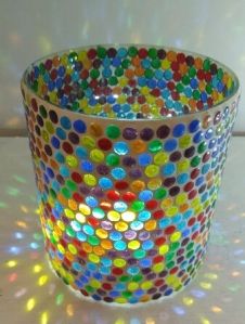 Multicolor Mosaic Glass Candle Holder