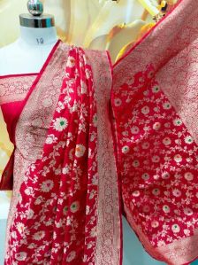 Mina Work Purple Banarasi Semi Katan Silk Sarees