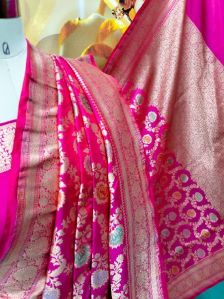 Mina Work Purple Banarasi Semi Katan Silk Sarees