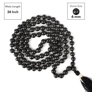 Black Agate Round Bead Mala