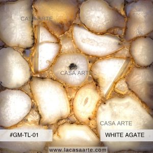 White Agate Semi Precious Stone Slab Tile