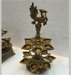 Peacock Diya Hindu Religious Gift of Brass
