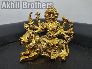 4 Inch Brass Sherawali Mata Statue