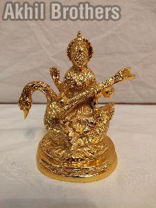 5 Inch Brass Saraswati Statue