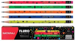 Apsara fluro print rubber tipped pencils