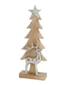 Wood tree reindeer with star