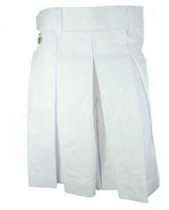 Girls White School Skirt