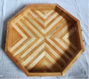 17x17x2 Hexagon Wooden Serving Tray