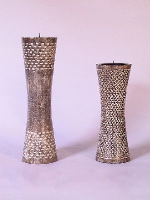 Carved Wooden Candle Holders 01