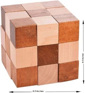 Snake Cube Puzzle 2.5 Wooden Brain Teaser Games Fun & Learning