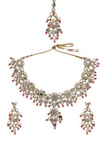 CNB17560 Gold Finish Antique Necklace Set