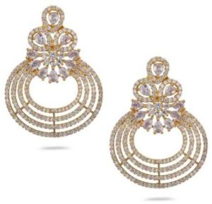 Gold Finish CZ American Diamond Earrings