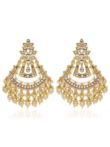 Gold Finish Kundan Long Earrings