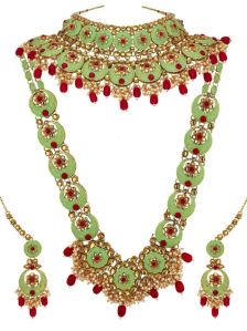 CNB29589 Gold finish Meenakari Bridal Necklace Set