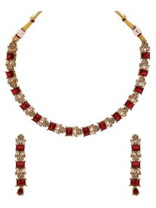 CNB29916 Mehendi Finish Reverse AD Necklace Set