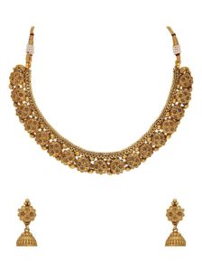 CNB30975 Gold Finish Antique Necklace Set